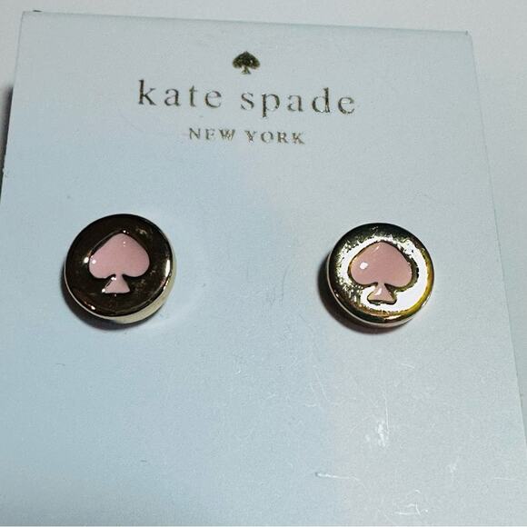 kate spade Jewelry - Kate Spade - Spot The Spade, Light Pink and Gold Stud Earrings, NWT